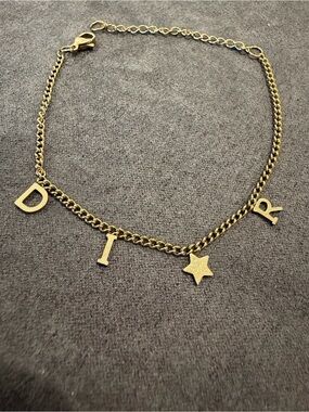 New Gold Letter Star Charm Chain Bracelet